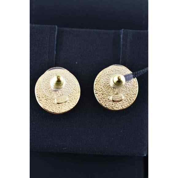 Chanel 21S Gold Black Chain Link CC Logo Large Dangle Statement Stud Earrings - Picture 11 of 12